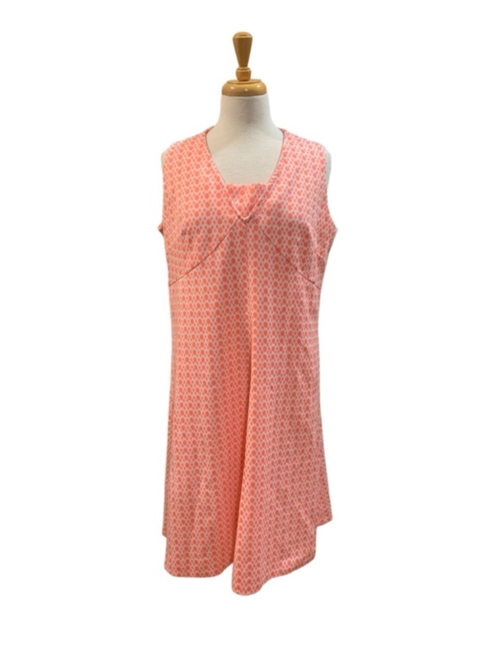 Vntg 60’s Women's Volup homemade Coral White Polka Dot dress